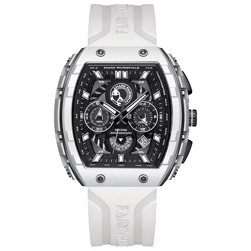 Men’s Premium Sport Chronograph – White Silicone Strap