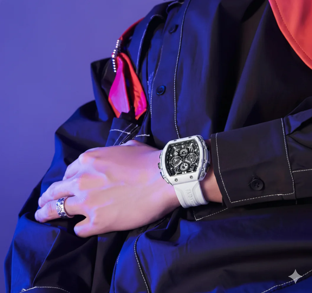 Men’s Premium Sport Chronograph – White Silicone Strap