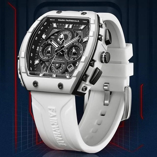 Men’s Premium Sport Chronograph – White Silicone Strap